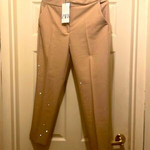 Zara nude and silver studded slacks
